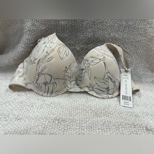 NWT✨Rachel Zoe Floral Print Bra - Cream✨38c
